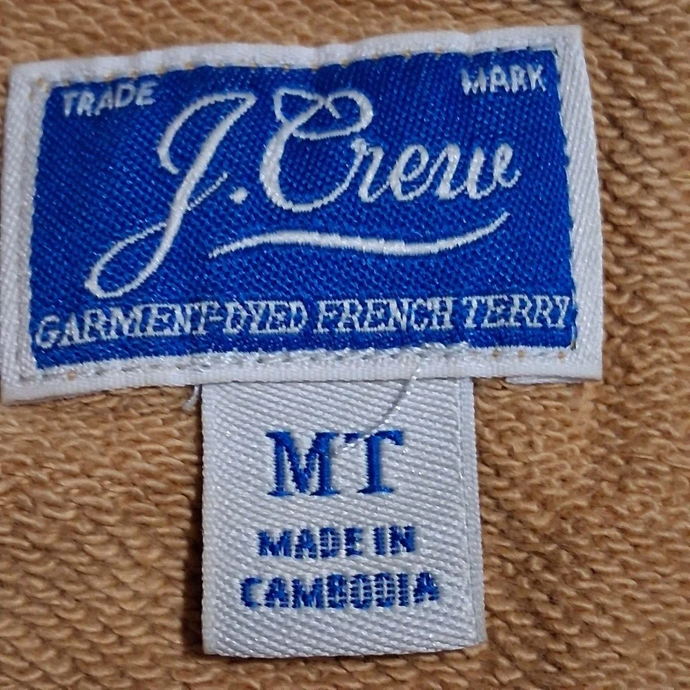 Y2K J. Crew‎ Garment-dyed french terry crewneck sweatshirt Camel  Mens MT - Picture 2 of 14